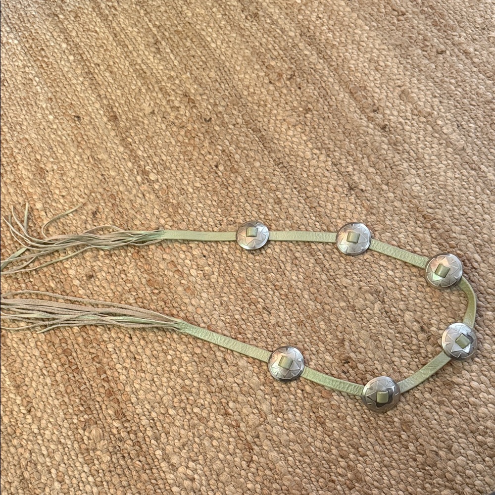 Authentic leather vintage belt in a sage color